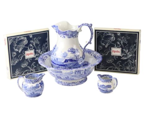 A quantity of Spode Italian ware comprising a wash jug, basin and two jugs, together with two boxed Blue Room Georgian Dresse