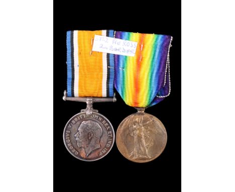 British War and Victory Medals to 3722 Pte R Ross, Border Regiment