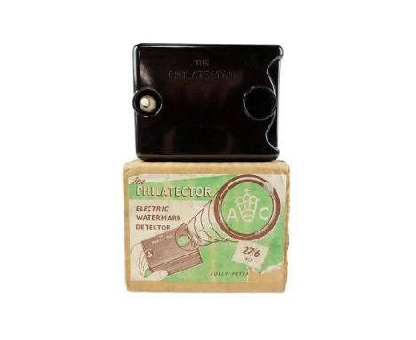 A vintage boxed "The Philatector Electric Watermark Detector"