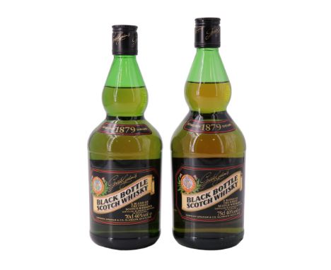 Two bottles of Black Bottle Scotch Whisky, 75 and 70 cl