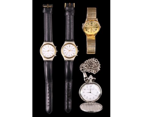 Three vintage wristwatches, comprising a Magna and two Crane &amp; Viceroy Atomic's together with a silver plated Art Pewter 