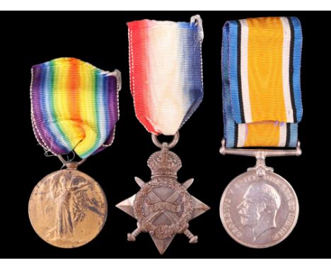 A 1914-15 Star, British War and Victory Medals to 10841 Pte R Ferguson, Border Regiment