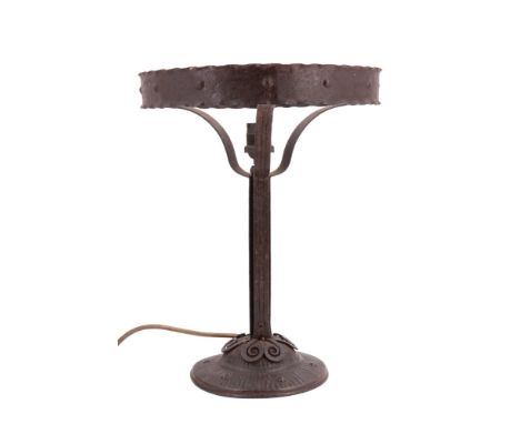 A mid-to-late 20th Century wrought metal lamp, 27 cm to socket