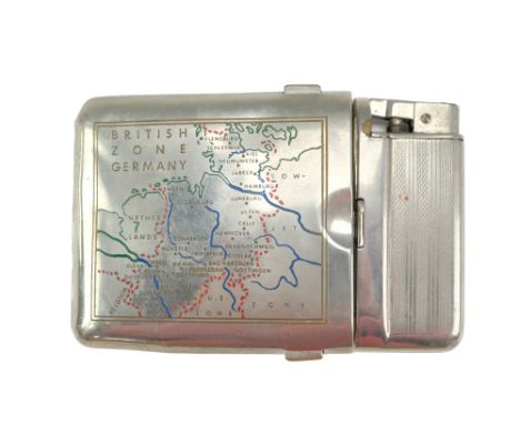 A post-War British Zone Germany souvenir combined cigarette case and lighter, circa late 1940s