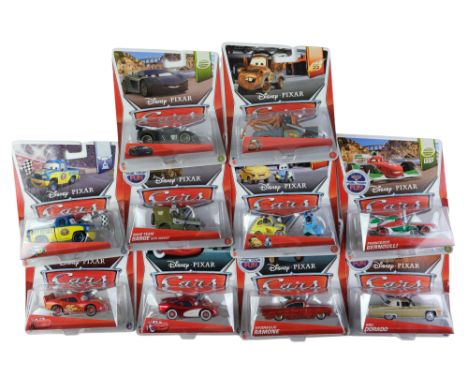 A group of Disney Cars diecast by Mattel