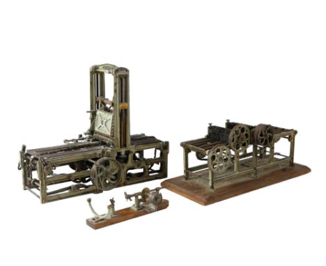 A late 19th / early 20th Century J. Baker &amp; Sons precision engineering scale model conveyer belt and driver in cast brass