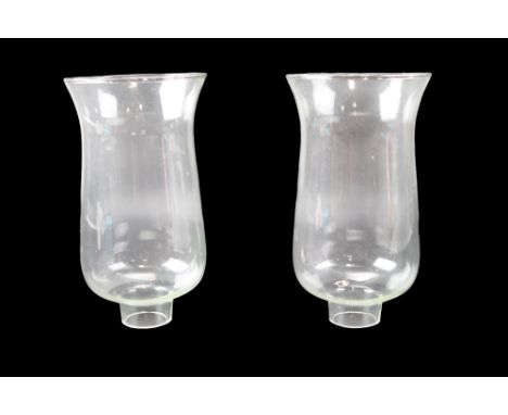 A pair of glass hurricane or similar lamp shades, 19 cm
