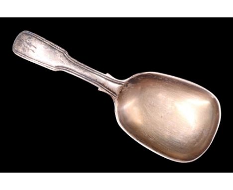 A George IV silver thread fiddle pattern caddy spoon, George Knight, London, 1823, 10 cm, 20 g