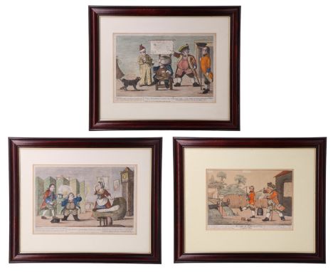 After Henry William Bunbury (1750-1811)"The Seige of Namur", "The Battle Of The Cataplasm" and "The Damnation of Obadiah", th