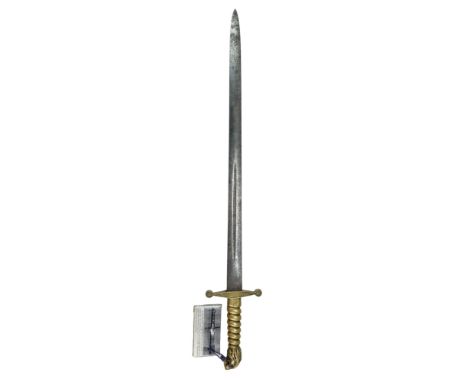 A Victorian bandsman's sword by Wilkinson, having a cast brass hilt with lion's head pommel, 71 cm