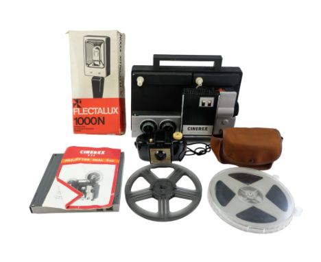 A Cinerex Dual 8mm projector together with a Kodak Brownie 127 film camera, etc