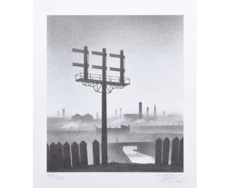 Trevor Grimshaw (British 1947-2001) "Railway Signal and Fence" Signed and numbered 306/500 in pencil in the margin, limited e