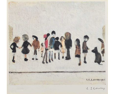 L.S. Lowry R.A. (British 1887-1976) "Group of Children" Signed in pencil in the margin, from the edition of 850, with the Fin