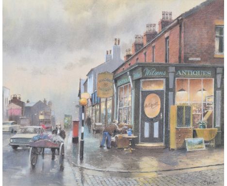 Tom Brown (British 1933-2017) "Wilson's Antiques, Manchester" Signed, pastel.36cm x 43cm (14.25in x 17in)Artists’ Resale Righ