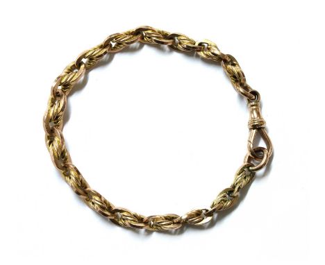 A 9ct gold graduated bracelet, with swivel clasp, 193mm long, 16.89gCondition report: One link near the jump ring has been pr