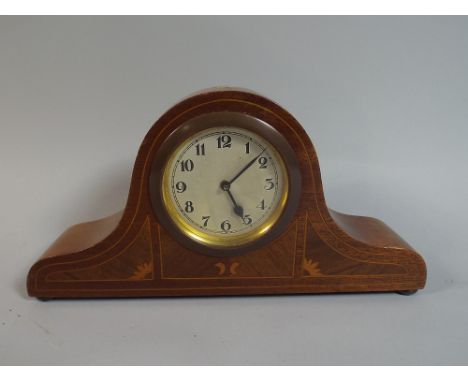 A Good Quality Inlaid Mahogany Edwardian Mantle Clock, 26cm Wide  