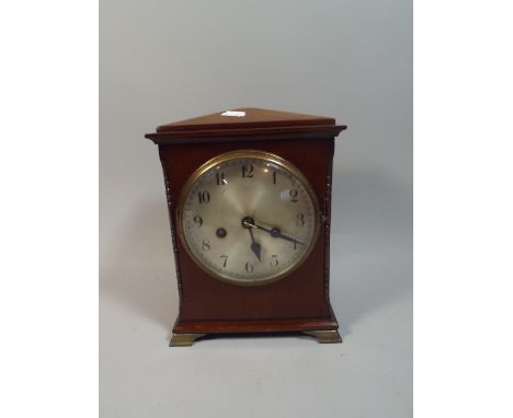 An Edwardian Mahogany Mantle Clock with Eight Day Movement, 26cm high 