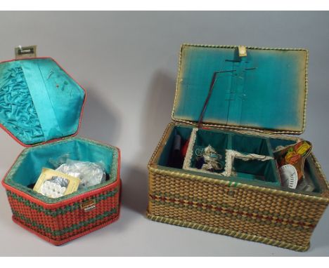 Two Vintage Sewing Baskets and Contents 