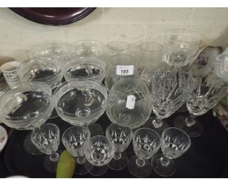 A Tray of Vintage Glassware to Include Six Champagnes, Six Liqueurs, Brandy Balloons Etc