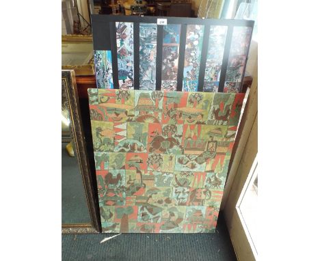 A Framed Print Displaying the WWll Overlord Embroidery, Normandy Landings Together with a Fabric Panel 
