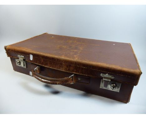 A Vintage Leather Suitcase, 56cm Wide