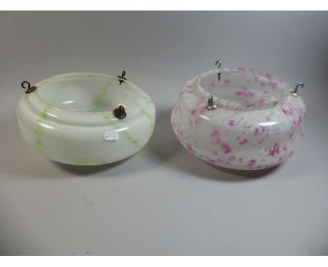 Two Vintage Glass Ceiling Light Shades 