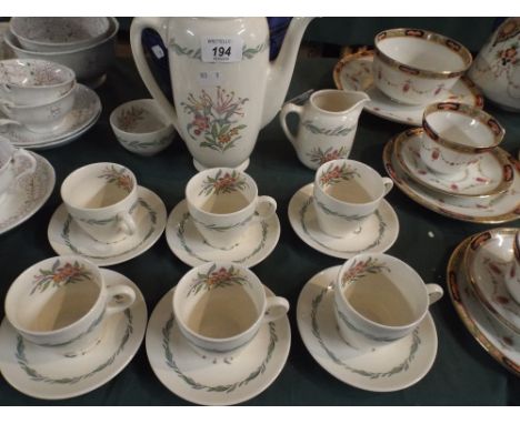 A Royal Doulton Fairfield Coffee Set Comprising, Six Cans and Saucers, Coffee Pot and Sugar Bowl 