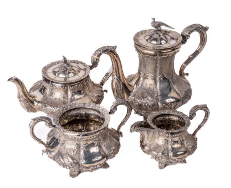 A fine quality Victorian Tea &amp; Coffee Service, comprising teapot, coffee pot, cream jug and sugar bowl, by William Hunter