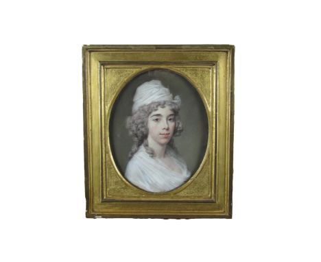 Frederick Prussia Plowman, Dublin (1759-1820)  "Portrait of Margaret Logan Henderson," pastel, unsigned, oval, approx. 24cms 