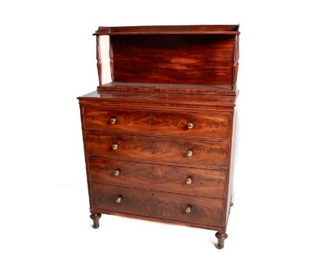 An attractive 19th Century Chiffonier Chest, in the manner of Gillows, the two shelf top with half gallery supported by reede