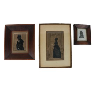 A fine large 19th Century,&nbsp;"Silhouette of a Lady by a Window,"&nbsp;signed&nbsp; and dated 1843, approx. 25.5cms x 15cms