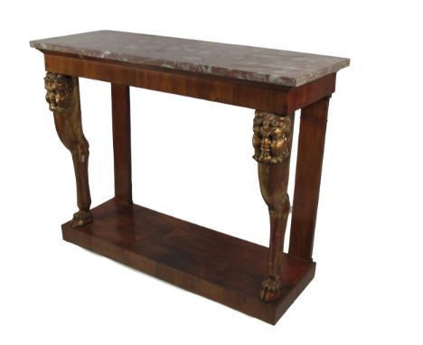 An unusual late 18th Century / early 19th Century mahogany and parcel gilt Side or Console Table,&nbsp;with rectangular rouge