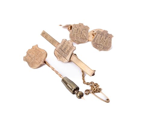 Co. Kilkenny:&nbsp;A Gentleman's Suite of Suit Jewellery,&nbsp;comprising tie pin, lapel pin and matching cufflinks with engr