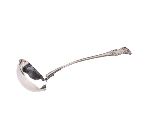 A heavy early 19th Century English silver Kings pattern crested Soup Ladle, by William Eley and William Fern, London, 1822, a