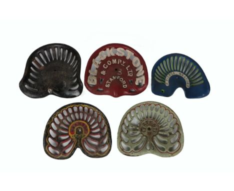 Tractor Machine Seats. Pierce Wexford, painted blue, green and white;&nbsp; Blackstone &amp; Comy Ltd., Stamford - painted re