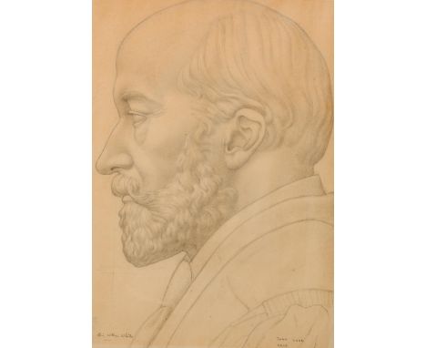 John Luke (1906-1975)  "Sir William &nbsp;Whitelaw," pencil sketch, side profile portrait, approx. 37cms x 27cms (14 1/2" x 1