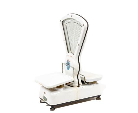A Berkel Auto Shop Scales,&nbsp;white enamel with double side readings, retailed by Evans &amp; Sons (Dublin, Limerick) lacks