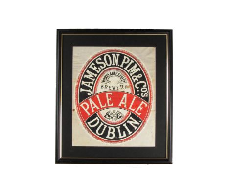 Advertisement:&nbsp; An original painted Lithograph Advert,&nbsp;for 'Jameson - Pim &amp; Co.'s' North Anne Street Brewery - 