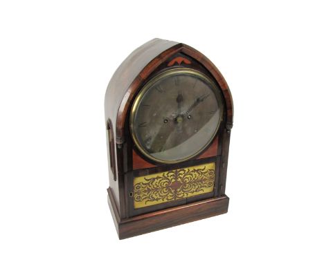 An unusual rosewood cased Regency period arched top Bracket Clock, with circular silvered dial,&nbsp;signed&nbsp; "Grant, Lon