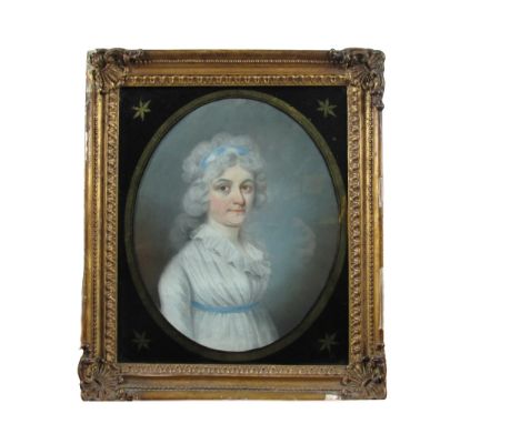 Hugh Douglas Hamilton, RHA (1740-1808)  "Jane Vipont Gerrard," (Liscarton, Co. Meath), oval, pastel, depicting elegant Woman 