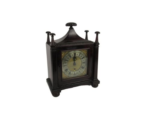 An important early 18th Century mahogany cased Bracket Clock, with square brass and silvered dial, the chapter ring&nbsp;sign