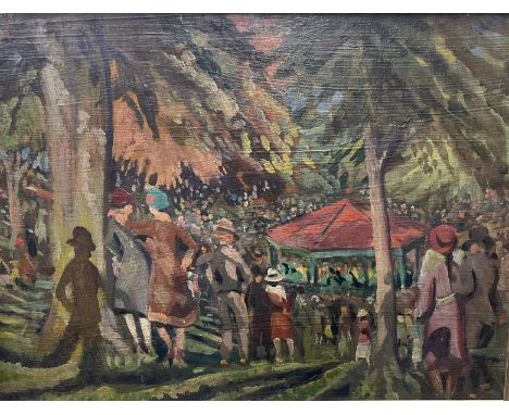 Harry Kernoff (1900-1974)&nbsp; "Bandstand, The Hollow, Phoenix Park, 1926" O.O.B., approx. 30cms x 40cms (12" x 15 1/2"),&nb