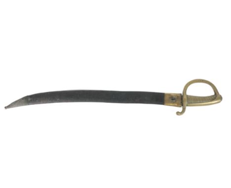 Militaria: A French M1829 mounted Artillery Sabre Sword, the brass handle with single guard stamped with oval 'R', issuing sh
