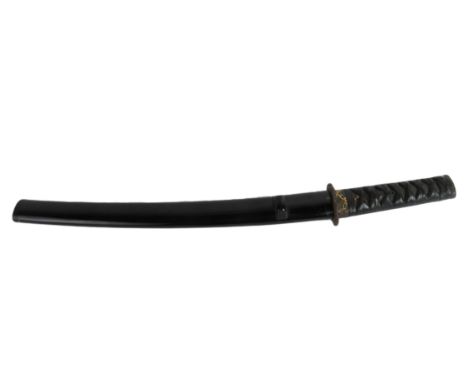 Militaria: A World War II period Japanese 'Wakizashi Short Sword',&nbsp;the grip with ray skin base, and decorative brass ins