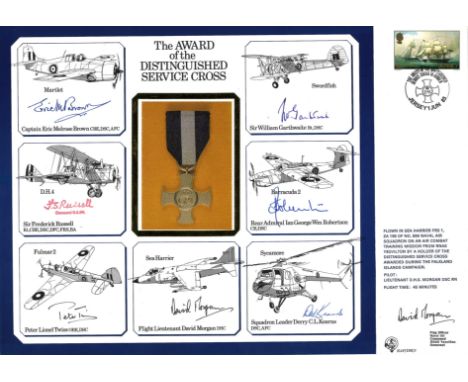 Award of the Distinguished Service Cross WW2 multisigned cover signed by Eric Brown, Fred Russell (printed), Peter Twiss, Dav