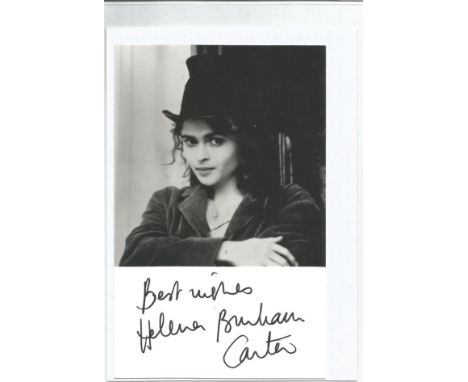 Helena Bonham Carter signed 6x4 b/w photo. British actress best known for her roles in low-budget art films and independent f
