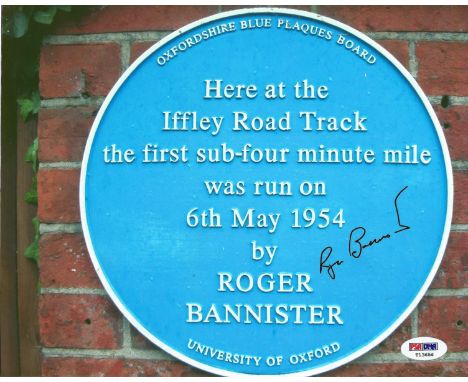 Sport Roger Bannister 10x8 signed colour photo pictured is the blue plaque at Iffley Road Oxford where Bannister run the firs