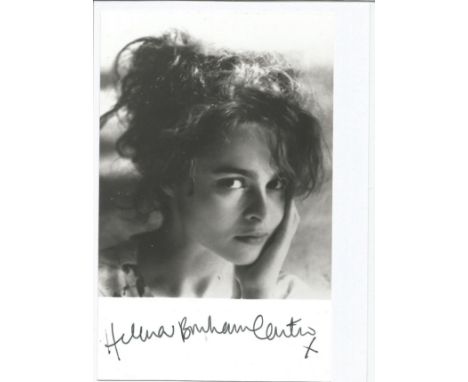 Helena Bonham Carter signed 6x4 b/w photo. British actress best known for her roles in low-budget art films and independent f