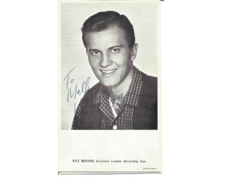 Pat Boone signed 6x4 vintage photo. American singer, composer, actor, writer, television personality, motivational speaker, a