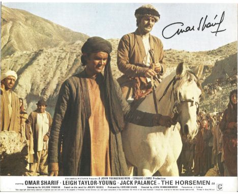 Omar Sharif signed Colour lobby card from the movie The Horsemen. Omar Sharif (born Michel Dimitri Chalhoub10 April 1932 - 10